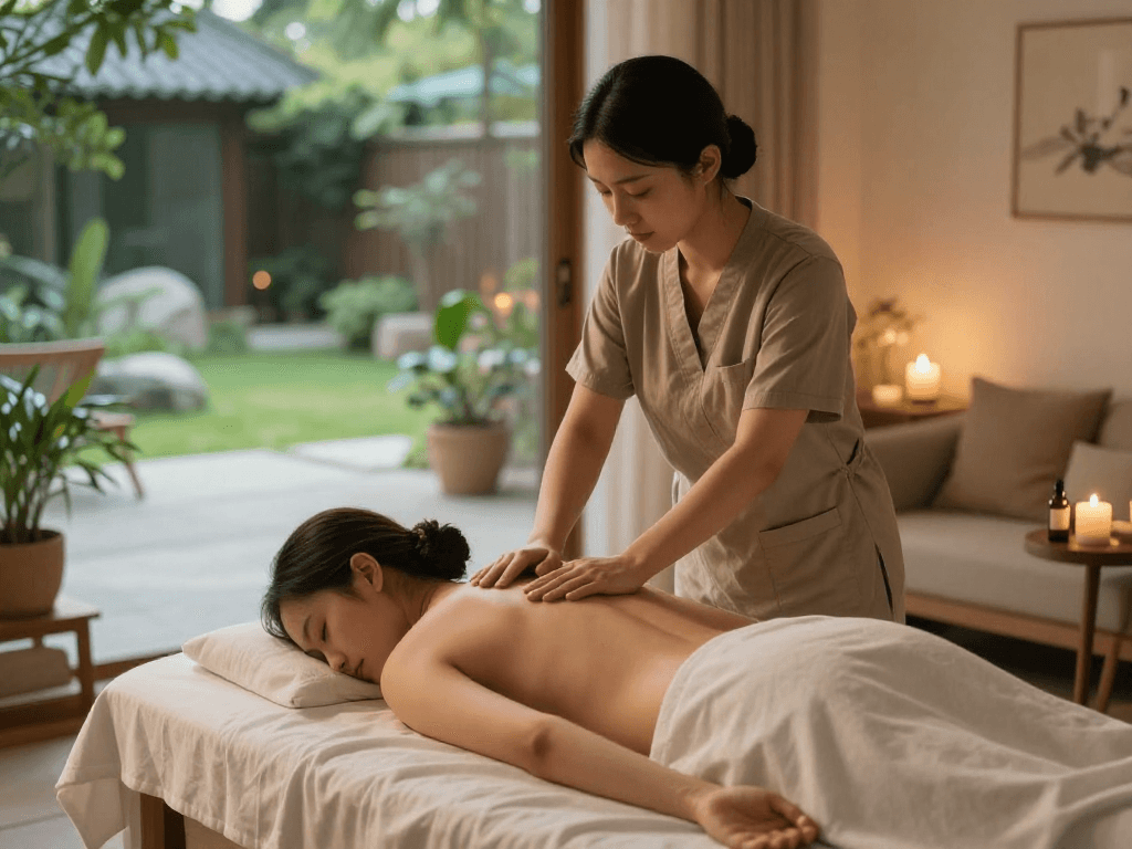 Experience peaceful 출장안마 at home with a professional massage therapist providing a soothing treatment in a serene environment.
