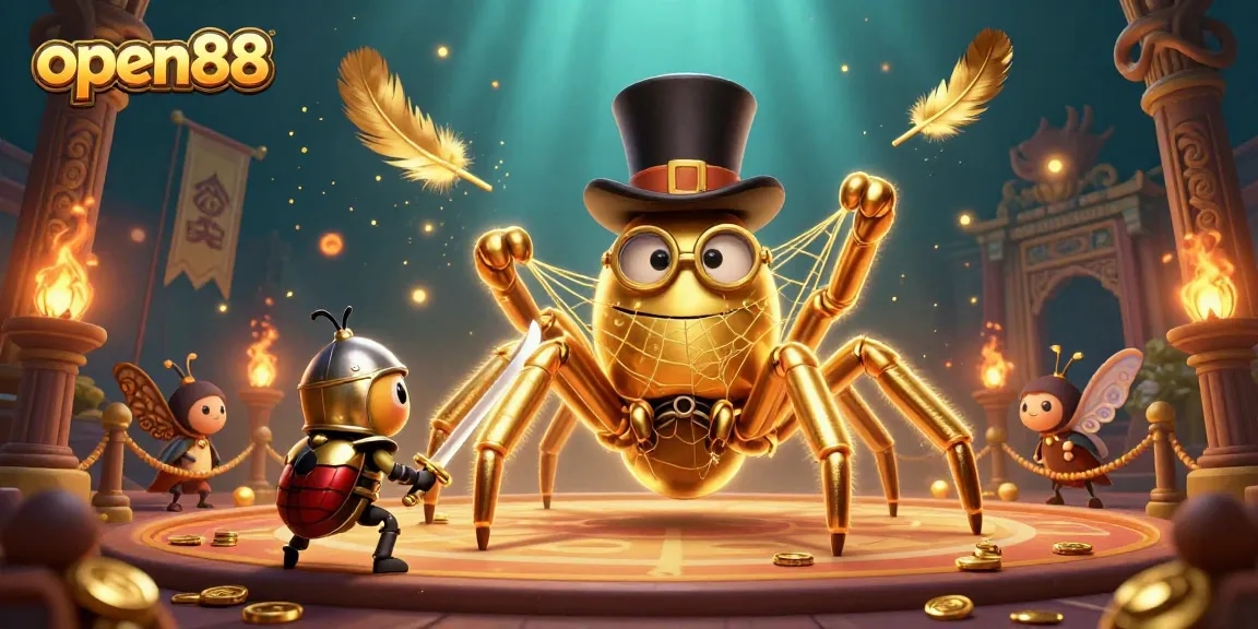Engage in thrilling gameplay at open88, featuring a vibrant casino illustration.