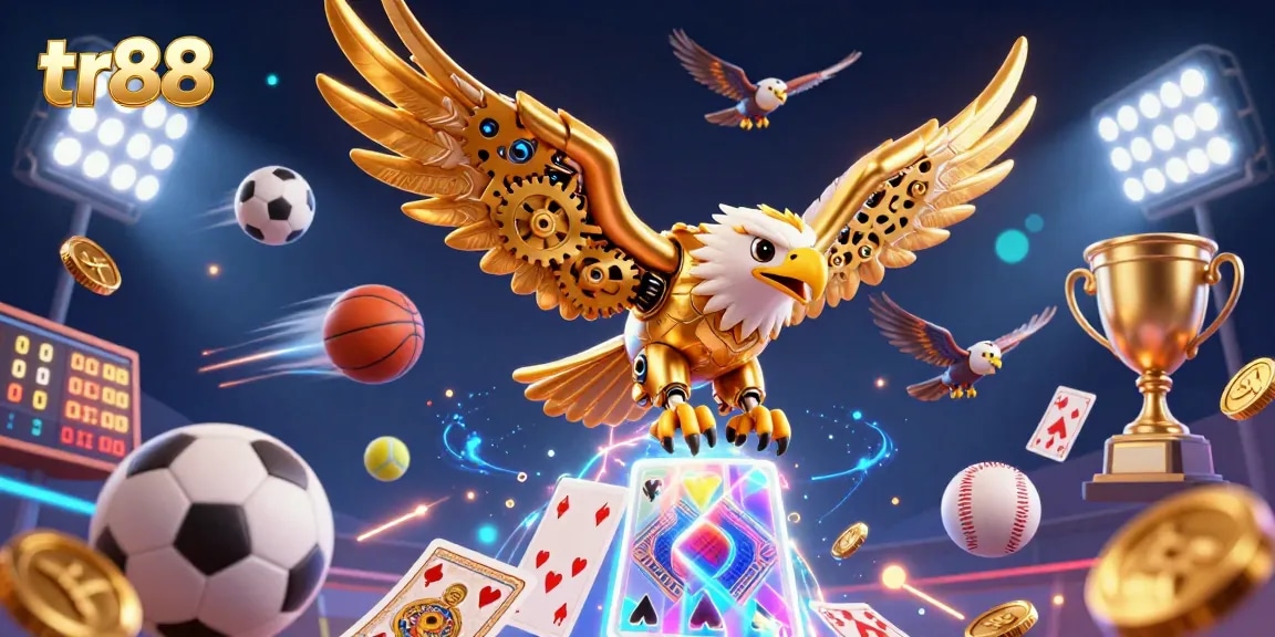 Experience the thrilling world of tr88 with dynamic sports betting activities in this vibrant 3D illustration.