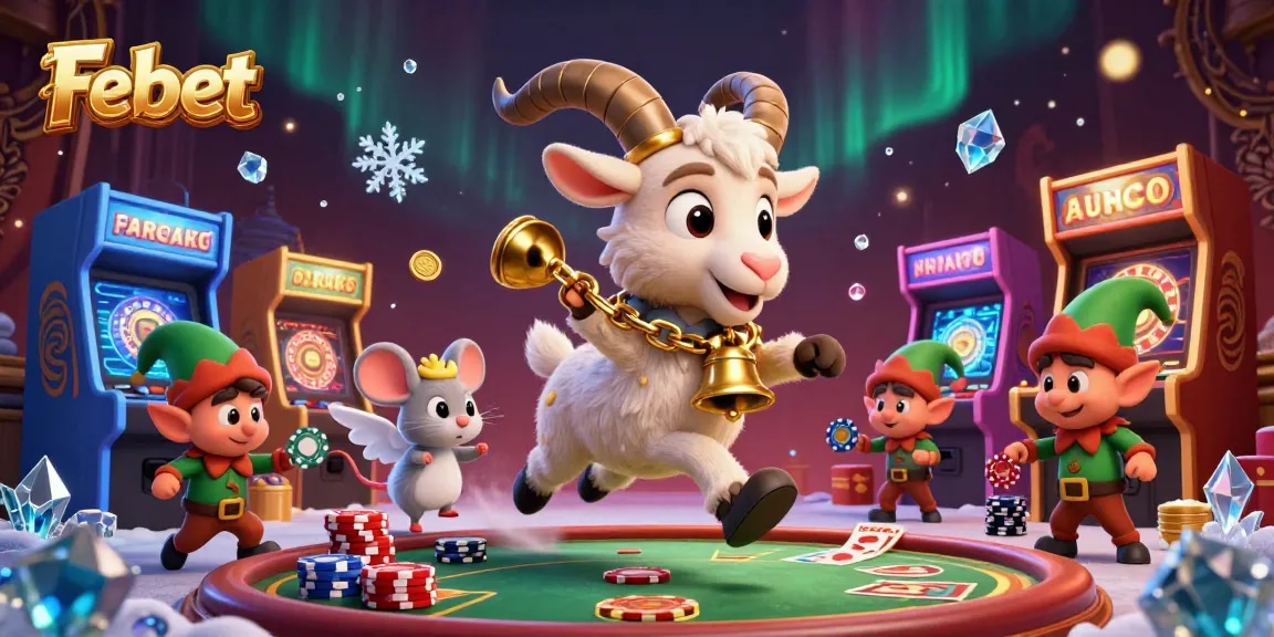 Experience exhilarating betting moments at Febet's vibrant live casino featuring playful characters and exciting gaming elements.