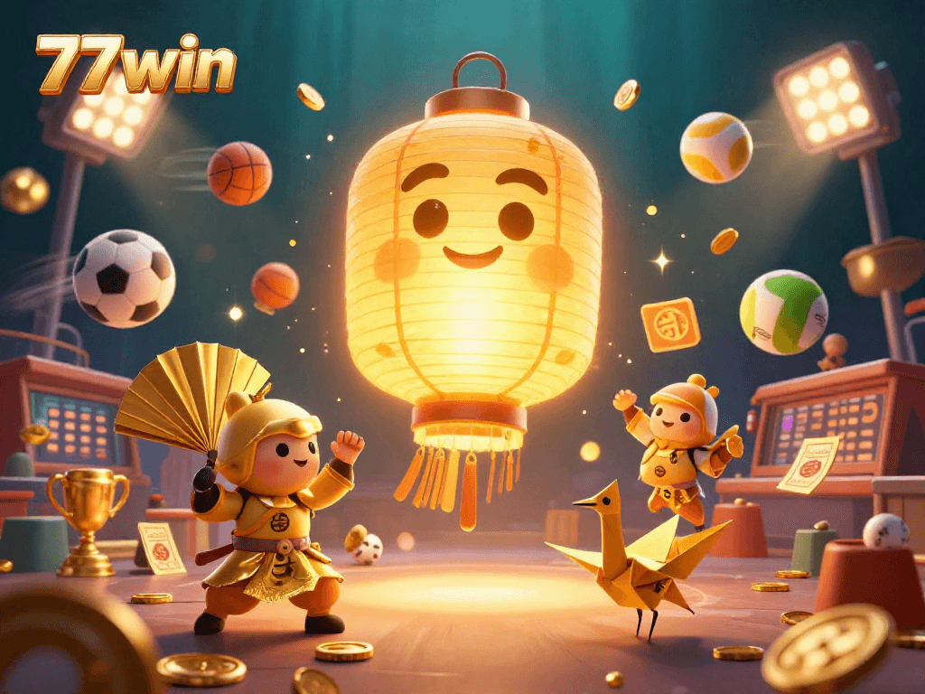Experience the excitement of 77win at a vibrant night market casino with dynamic gaming elements.