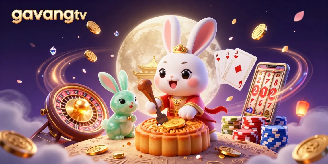 Experience thrilling gameplay with gavangtv's vibrant moon rabbit casino scene featuring poker chips and rewards.
