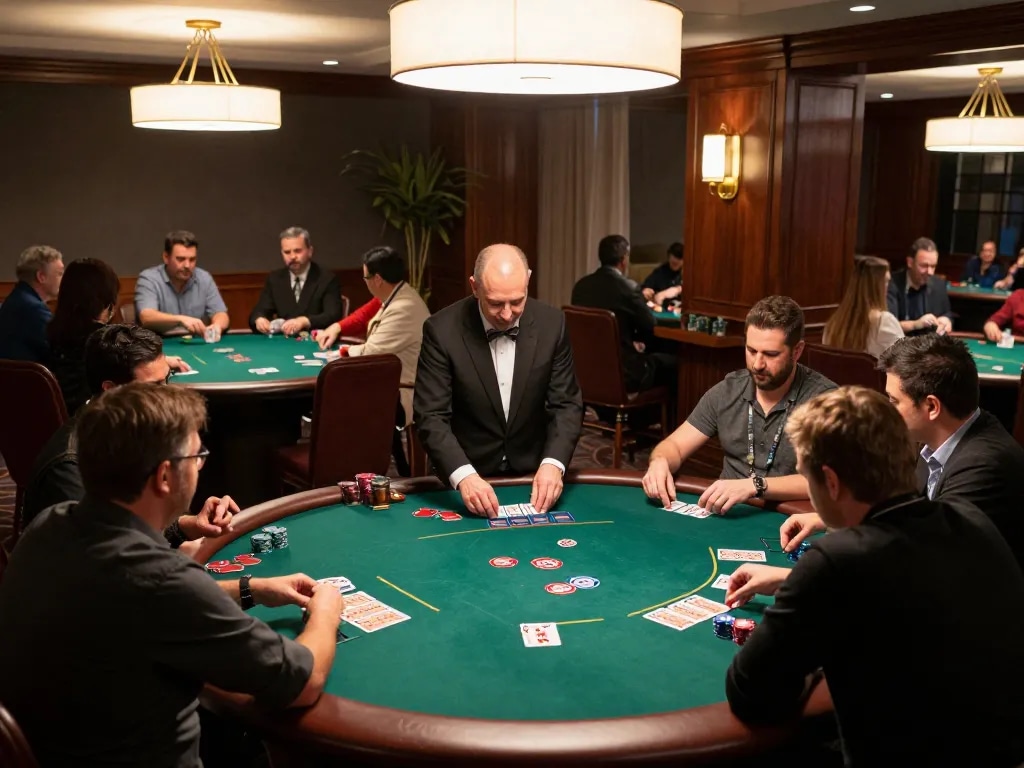 Experience thrilling poker action at F8BET's sophisticated casino environment.