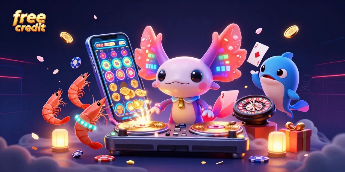 Spin and win with free credit offerings demonstrated in a vibrant 3D casino scene.