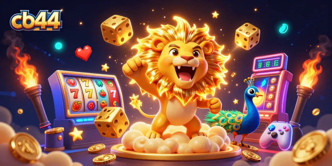 Join the excitement of cb44 with vibrant slot reels and dynamic gaming elements in a 3D casino scene.