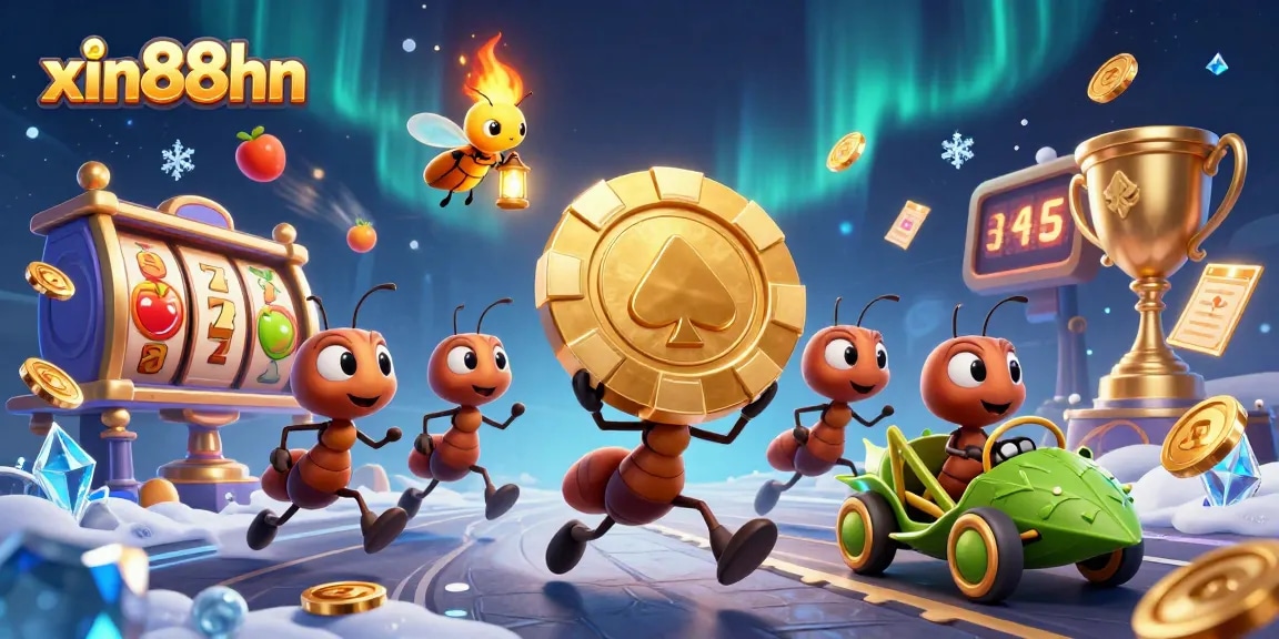 Experience the thrill of xin88hn with cartoon ants involved in a high-stakes poker heist.