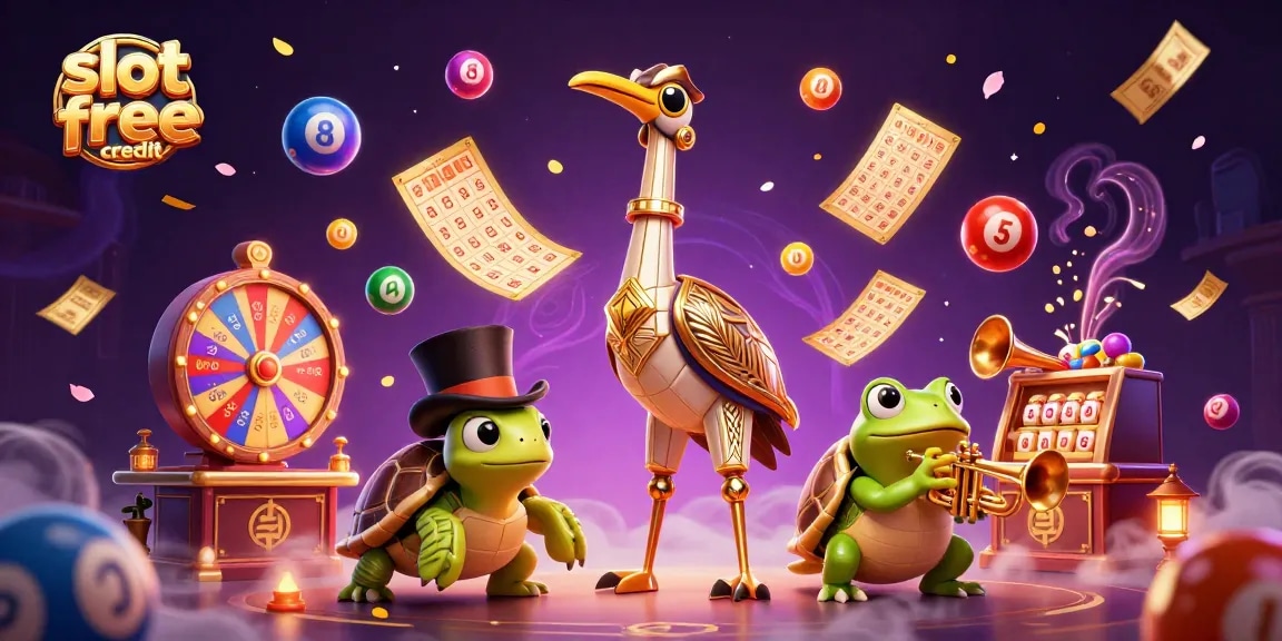 Spin to win with slot free credit at a lively casino scene full of action and color.