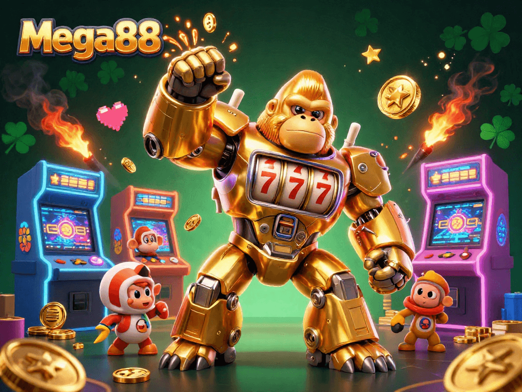 Mengalami mega888 dengan slot mesin interaktif dan watak menarik dalam suasana kasino yang meriah.