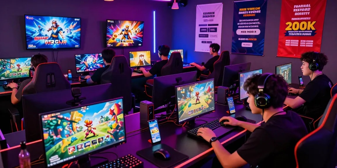 B52 bom tấn gaming scene featuring excited players engaging with vibrant online games and promotional offers