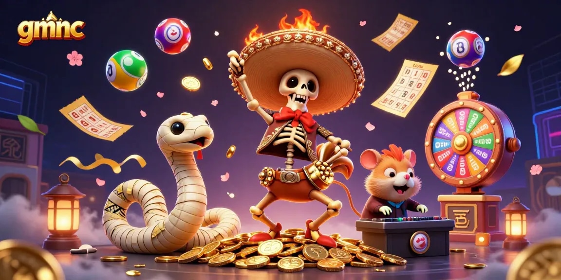 Spin and win with gmnc's engaging lottery fun featuring vibrant characters and game elements