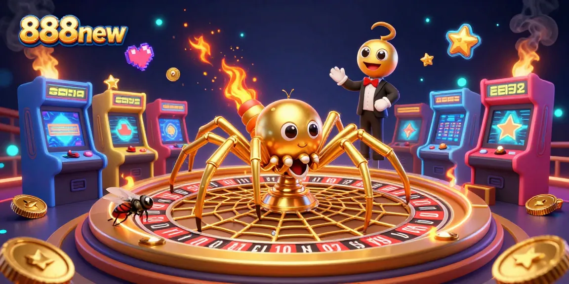 Bet strategically and win big at 888new: a vibrant 3D casino world illustration featuring unique game elements.