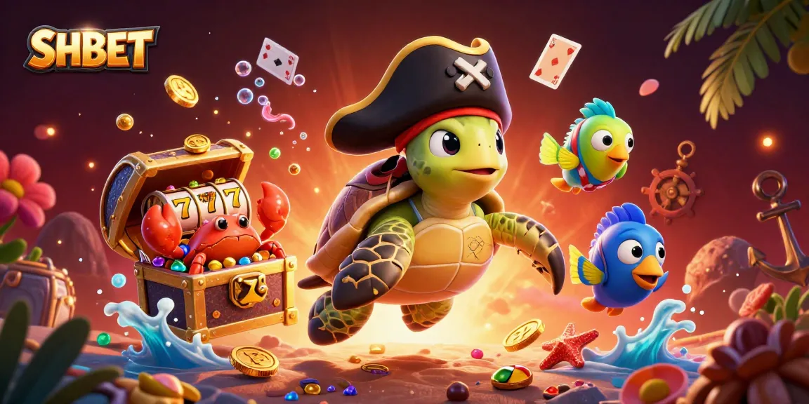 Experience exciting gameplay with SHBET's vibrant 3D casino-themed illustration showcasing treasure and game elements.
