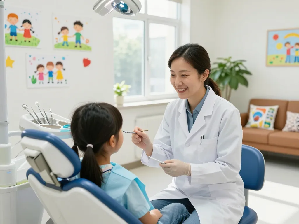Dental clinic near me featuring a friendly dentist and young patient in a welcoming environment.