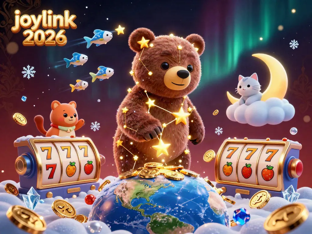 Engage with joylink 2026 by discovering jackpot wins in this vibrant casino setting featuring a cozy bear.