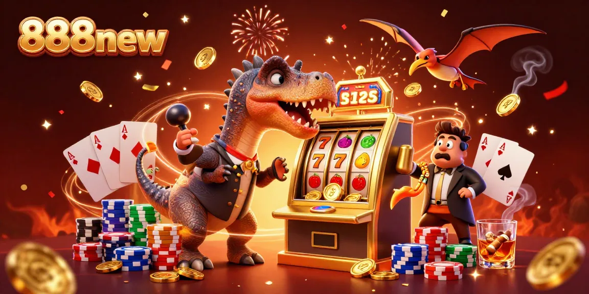 Catch the thrill at 888new as the pachycephalosaurus wins jackpot coins from the golden slot machine!